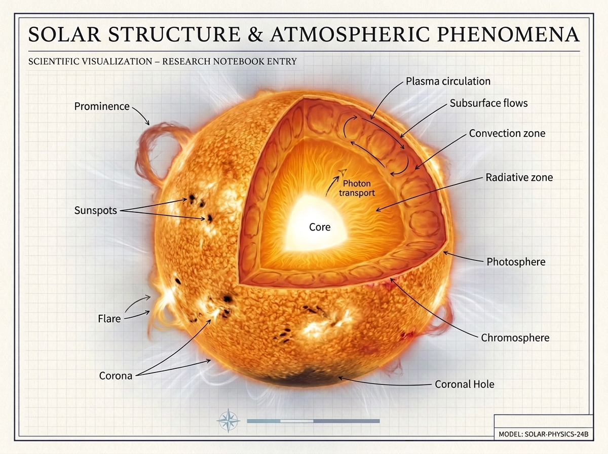 Solar Core, Radiative Zone & Convective Zone