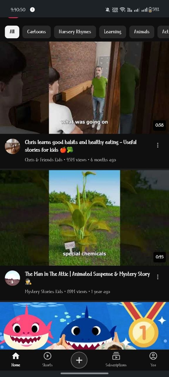 Shorts / Quick Lessons Screen